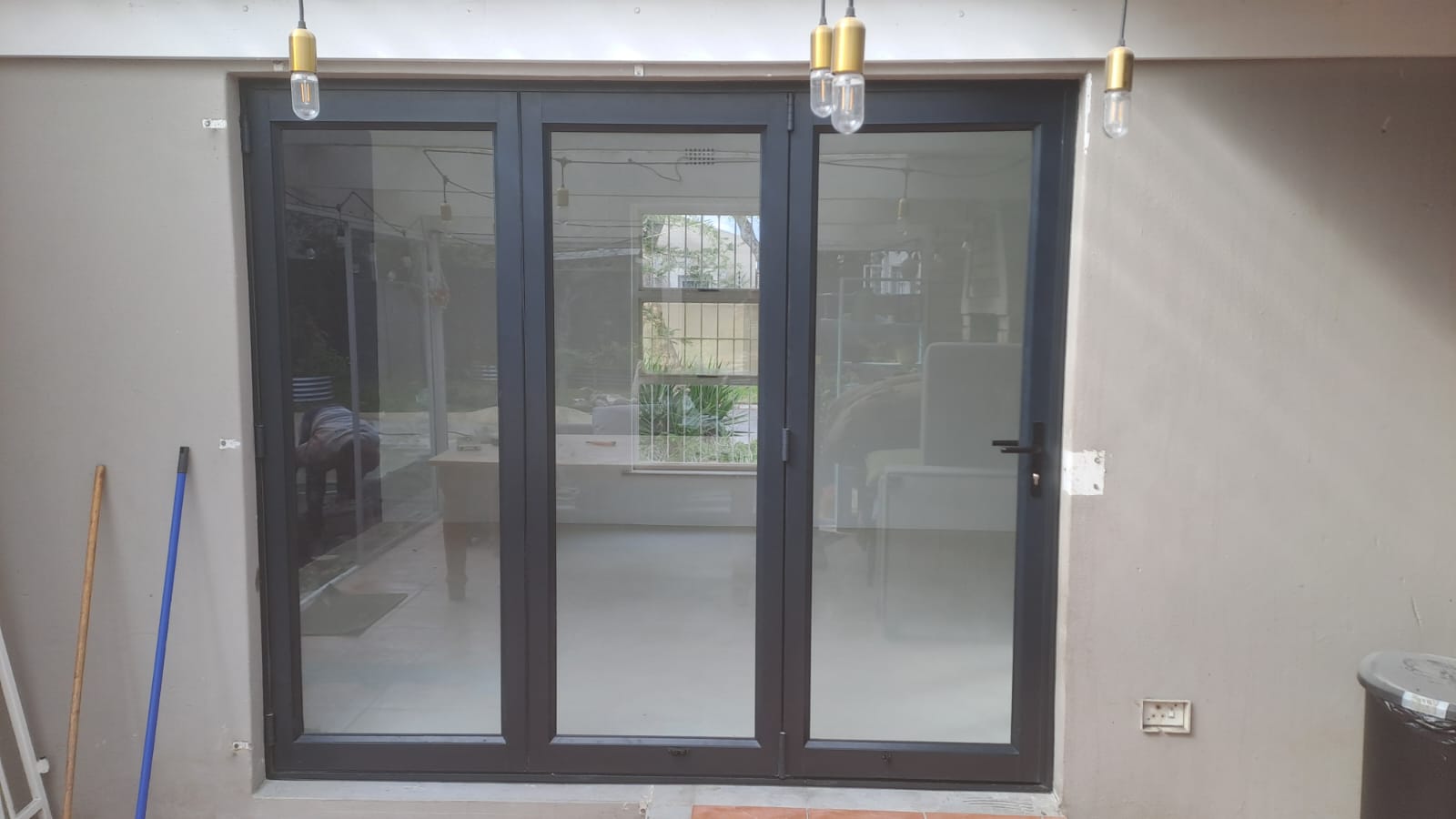 Sliding Folding Door – Charcoal 3-panel stacking door
