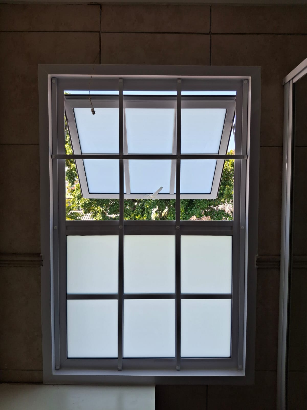 Window – PT window with WTG glass, colonial bar and matching aluminium burglar bars